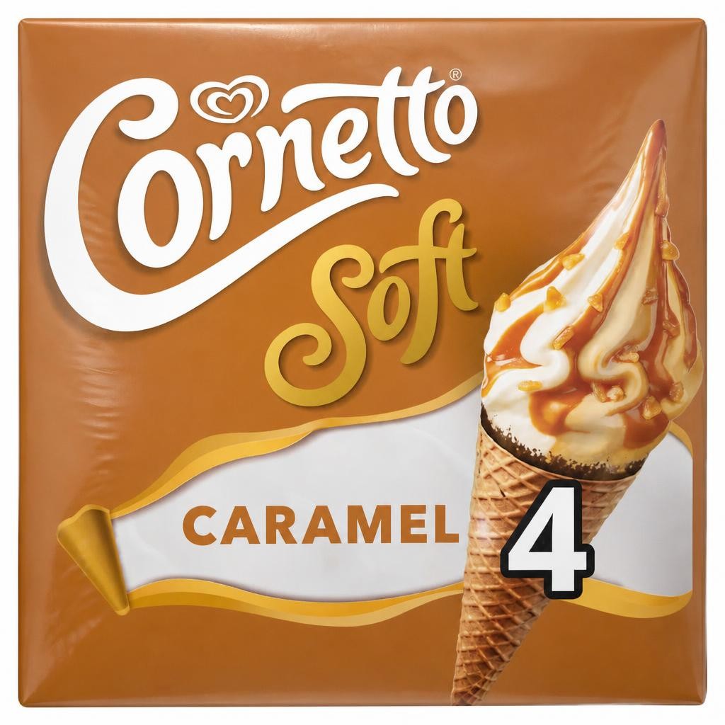 Cornetto Soft Caramel Ice Cream Cones 4X140ml