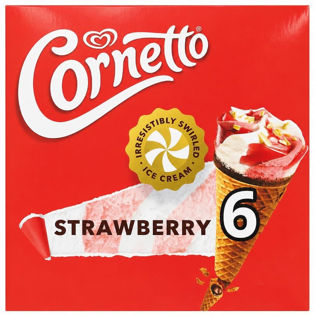 Cornetto Strawberry Ice Cream Cones 6 x 90ml