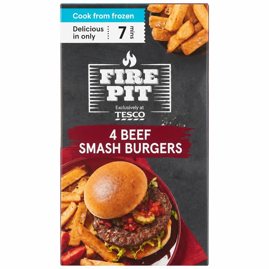 Fire Pit Tesco Beef Smash Burgers 340g