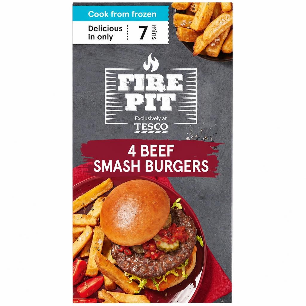 Fire Pit Tesco Beef Smash Burgers 340g