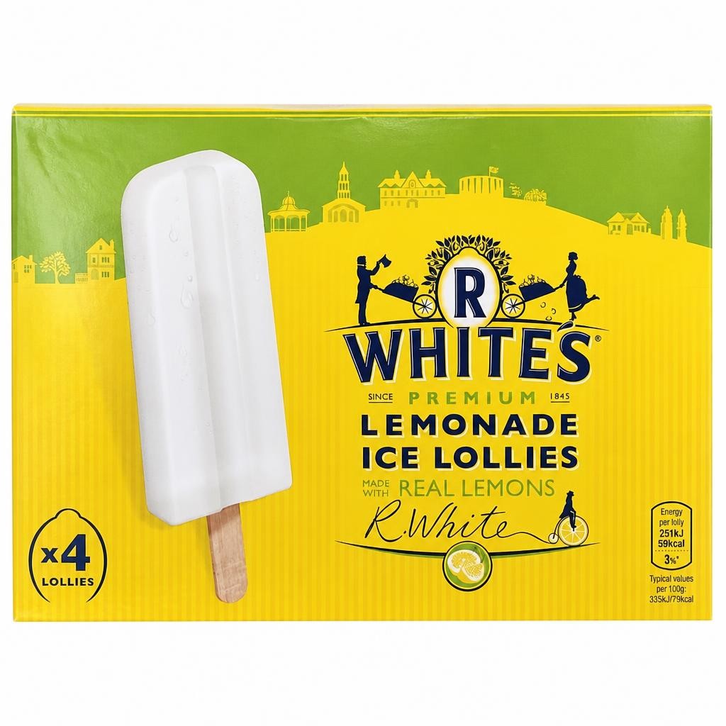R Whites Premium Lemonade Ice Lollies 4 x 75ml