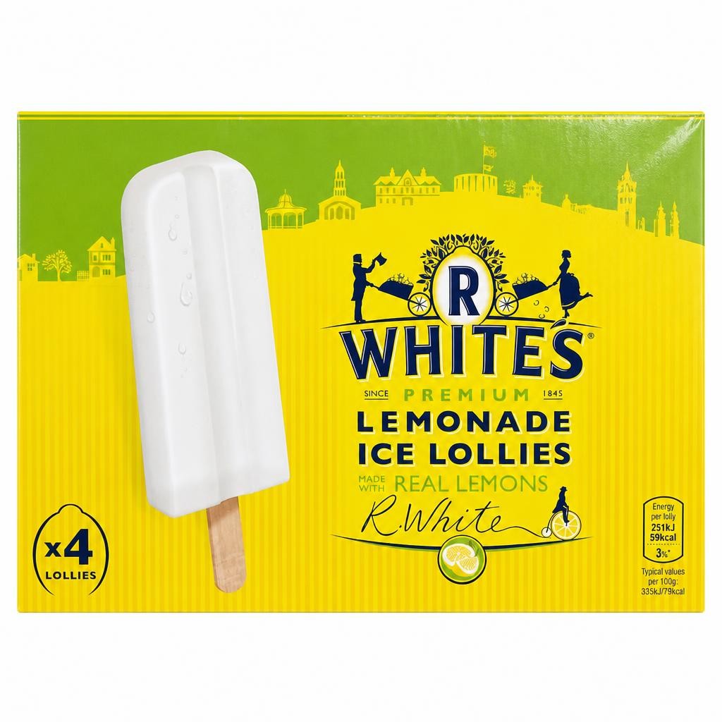 R Whites Premium Lemonade Ice Lollies 4 x 75ml