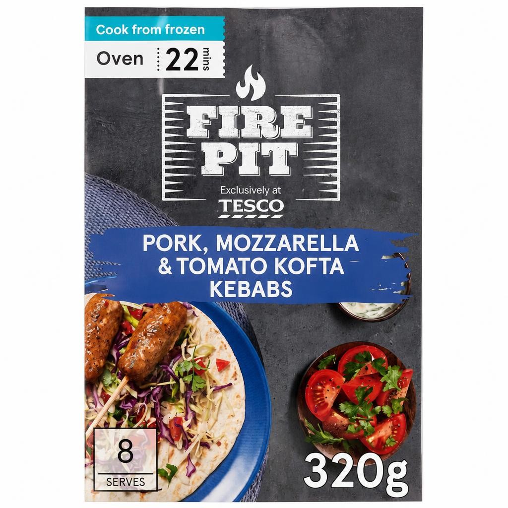 Fire Pit Tesco 8 Pork, Mozzarella and Tomato Kofta Kebabs 320g