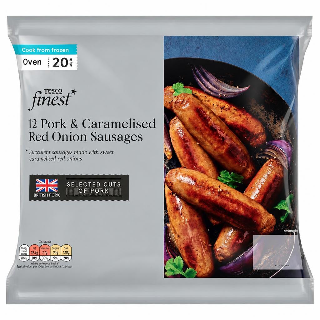 Tesco Finest 12 Pork & Caramelised Red Onion Sausages 700g