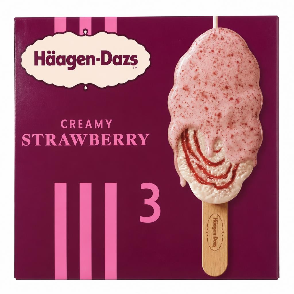Haagen-Dazs Creamy Strawberry Ice Cream Stick Bar 3x80ml