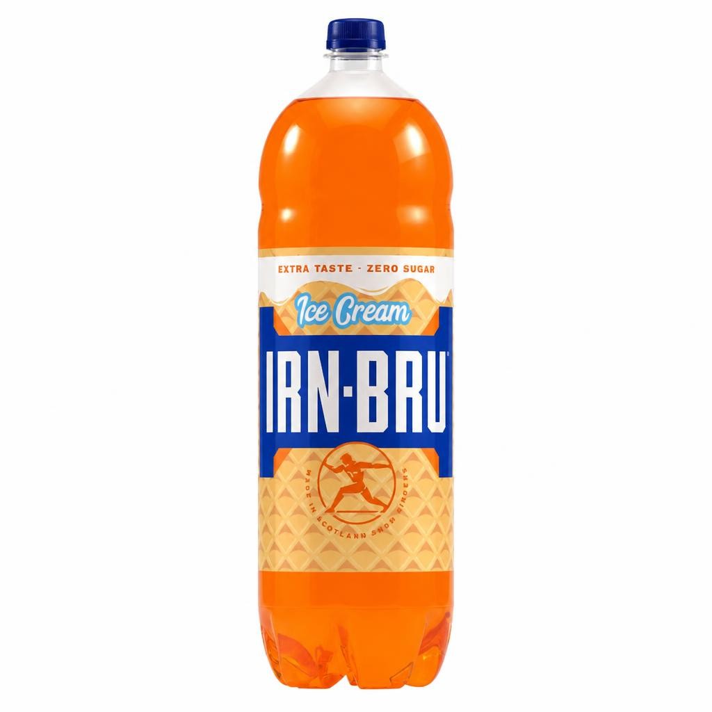 Irn-Bru Ice Cream Zero Sugar Soft Drink Bottle 2L