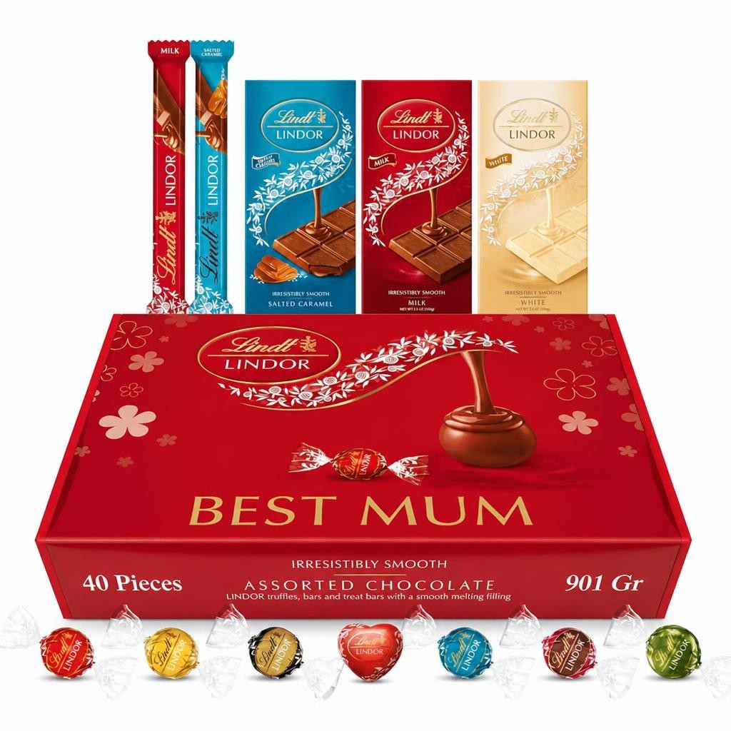 Lindt Mother's Day Chocolates Gift Box - 926g (40-Piece Set) - Assorted Chocolate Bars & Truffles, Lindor Chocolate Hamper, Ideal Present for Mother's Day, Girlfriend Gifts, Happy Birthday and Christmas Gifts