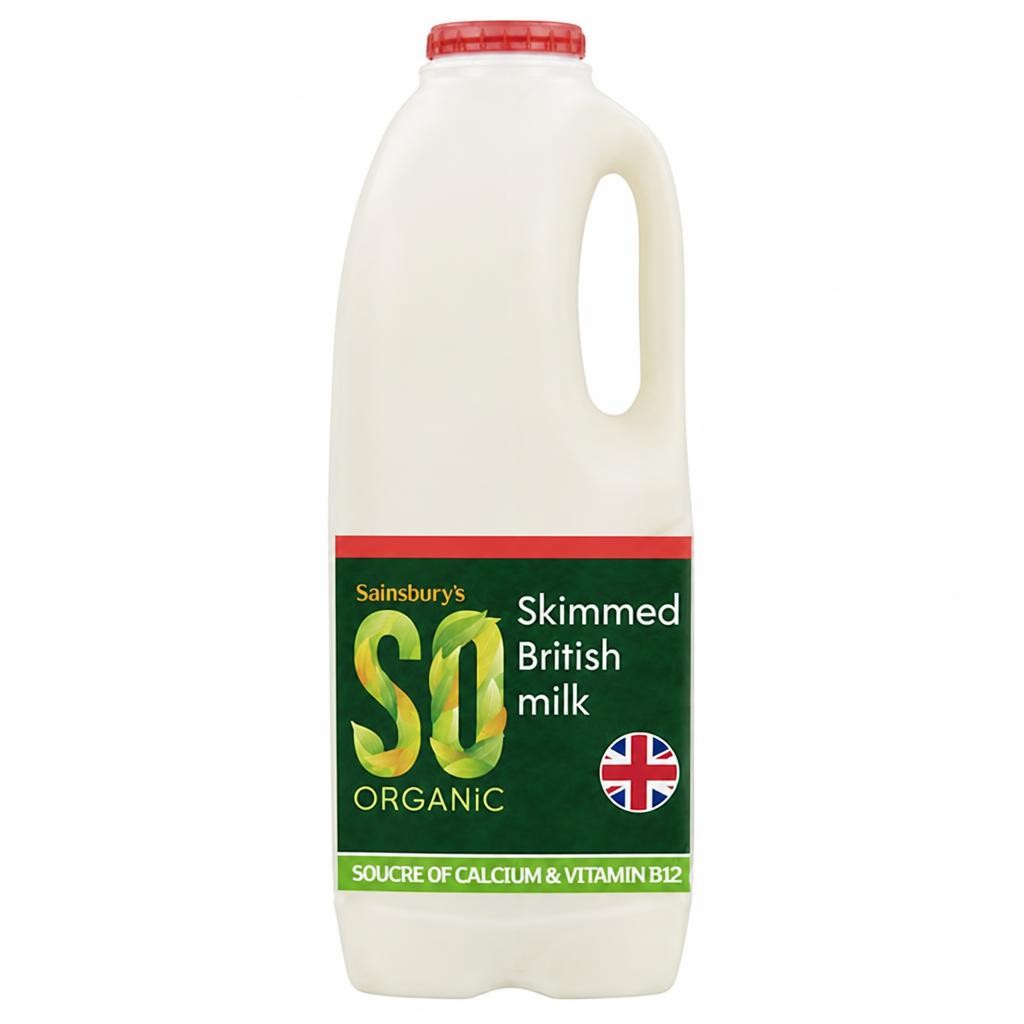 Sainsbury's Skimmed British Milk, SO Organic 1.136L
