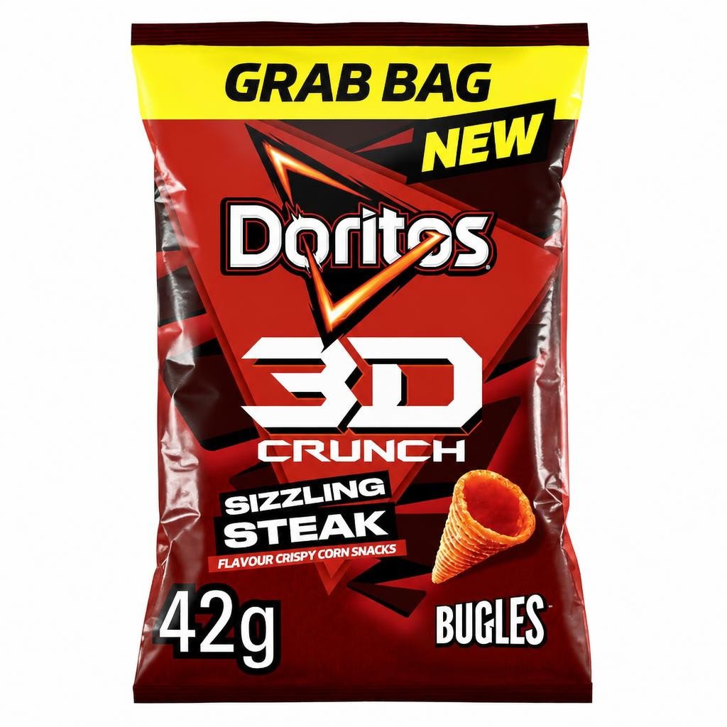 Doritos 3D Crunch Sizzling Steak Grab Bag Crisps 42g