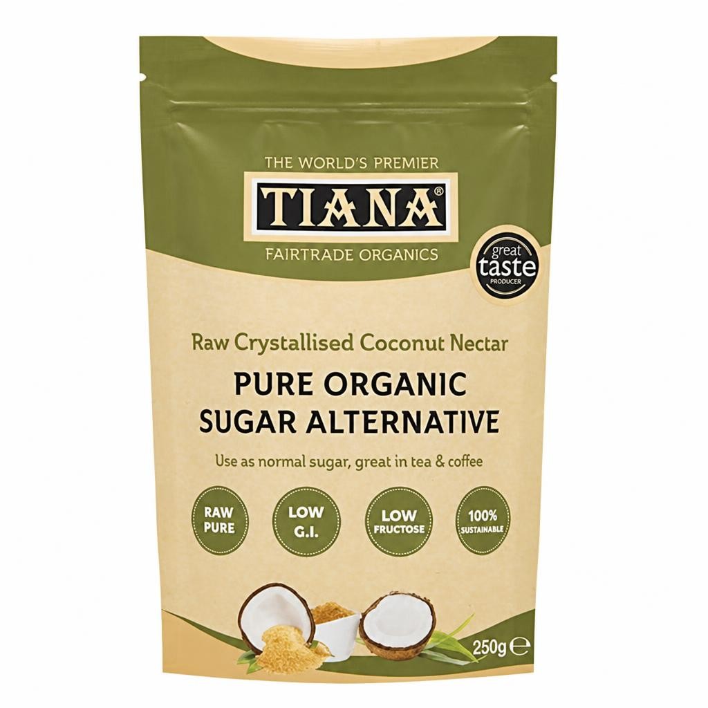 TIANA Fairtrade Organic  Crystallised Raw Coconut Nectar 250g P2 | Brown | Light Golden | Caramel | 2