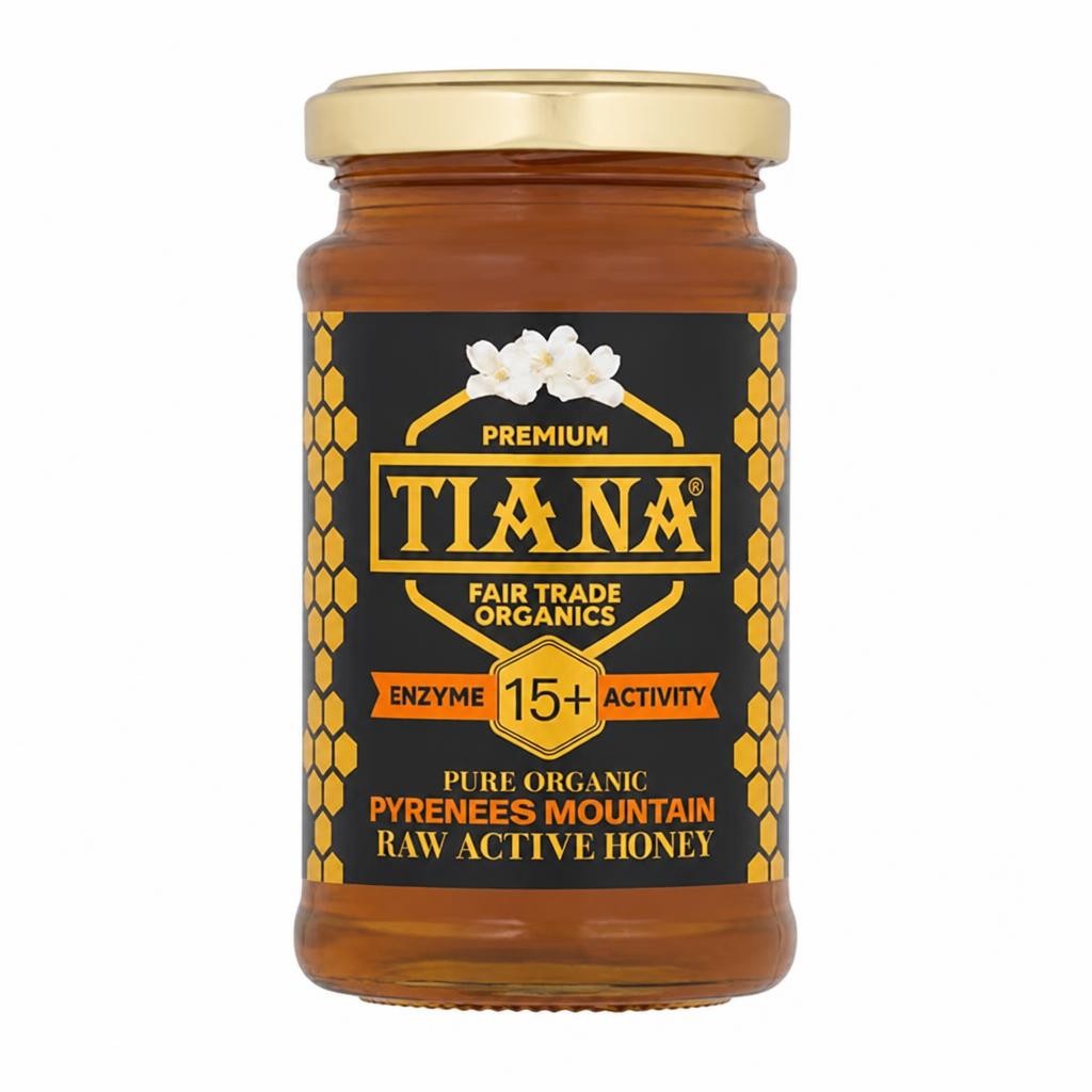 TIANA Organics Raw Active Pyrenees Mountain Honey Diastase 15, 250g P2 | Bronze | Amber Honey colour | Intensive floral | 2