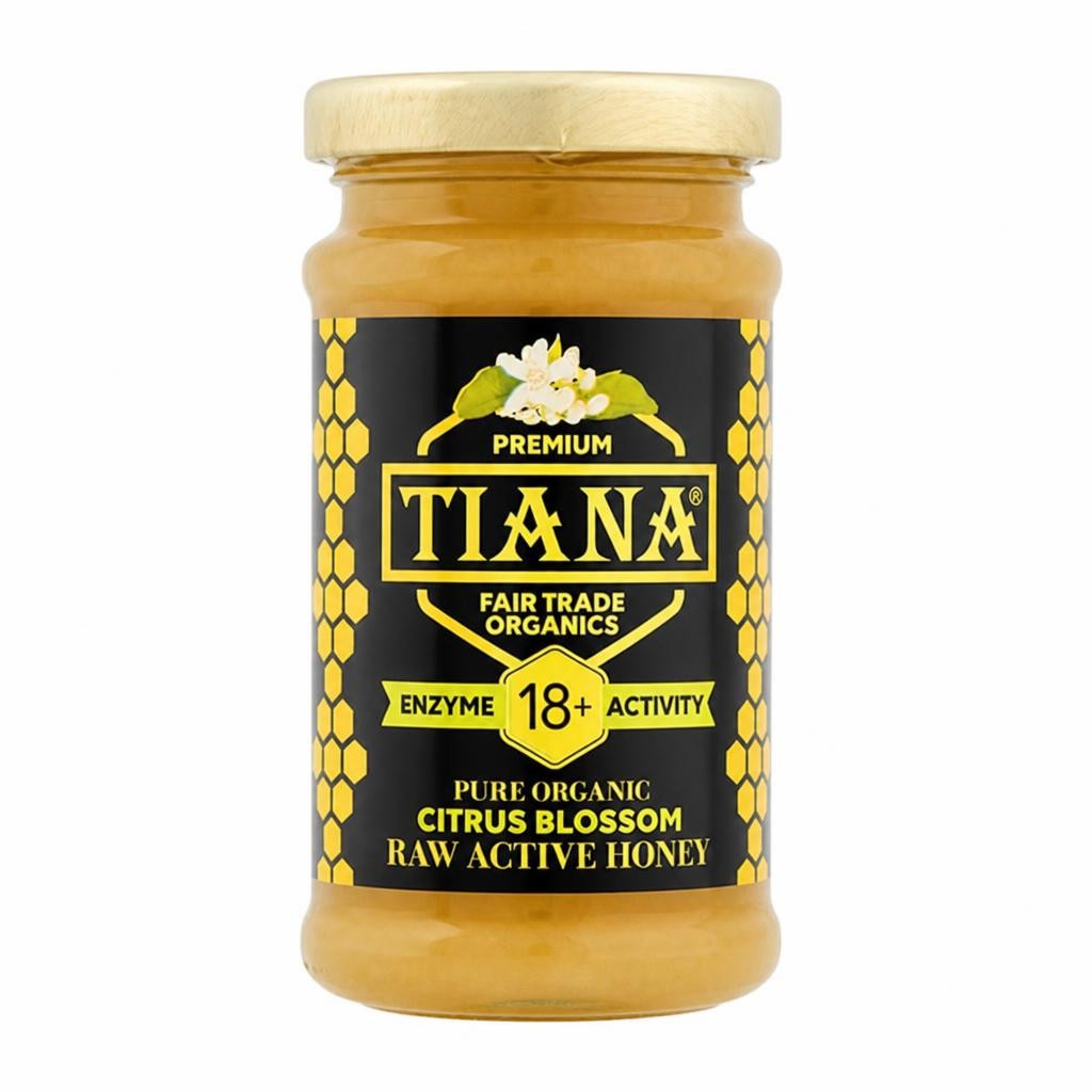 TIANA Organics Raw Active Citrus Blossom Honey Diastase 18, 250g P2 | Bronze | Light Amber | Citrus blossom | 2