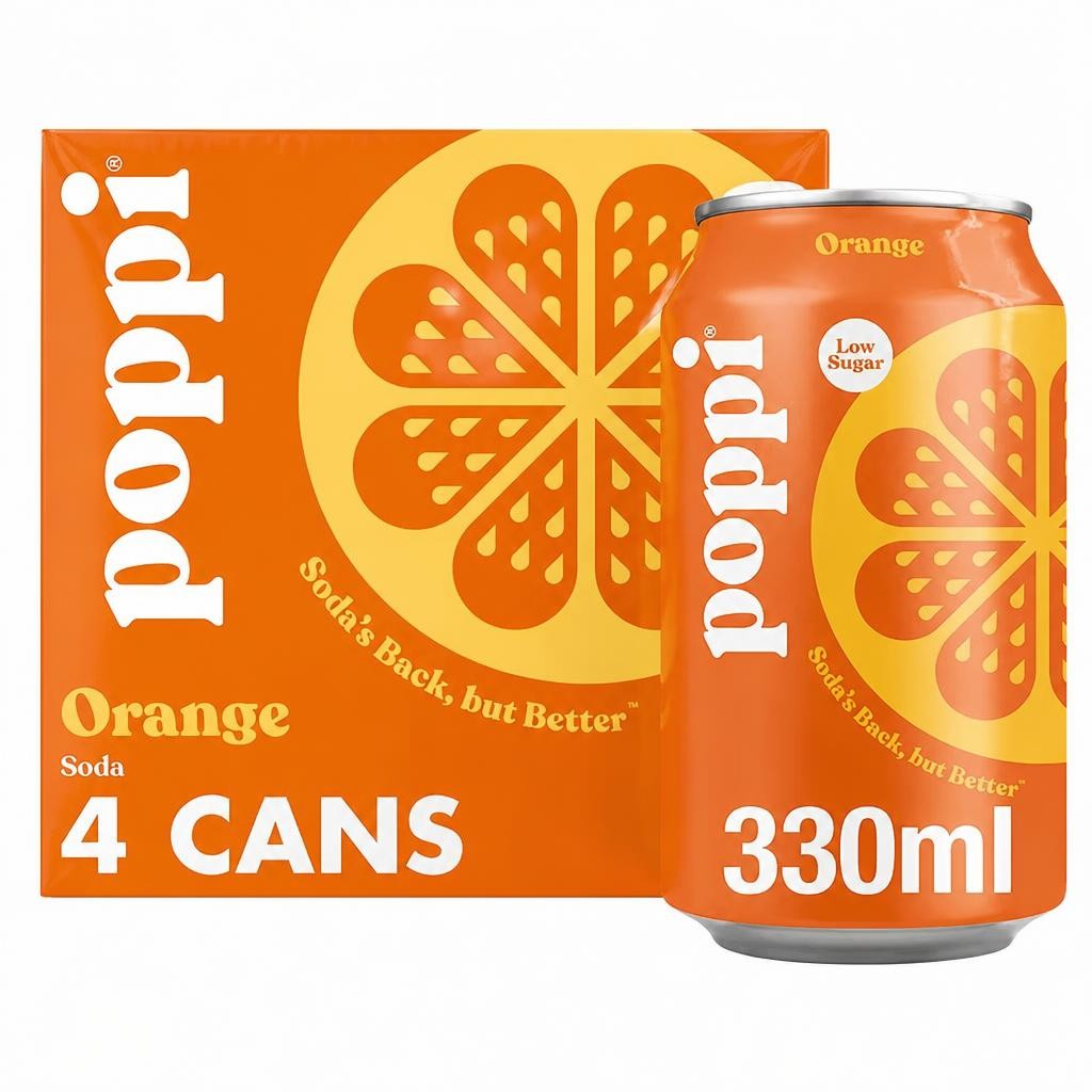 Poppi Orange Soda Cans 4x330ml