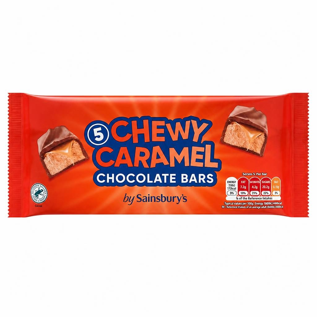Sainsbury's Chewy Caramel Chocolate Bars 5 x 36g