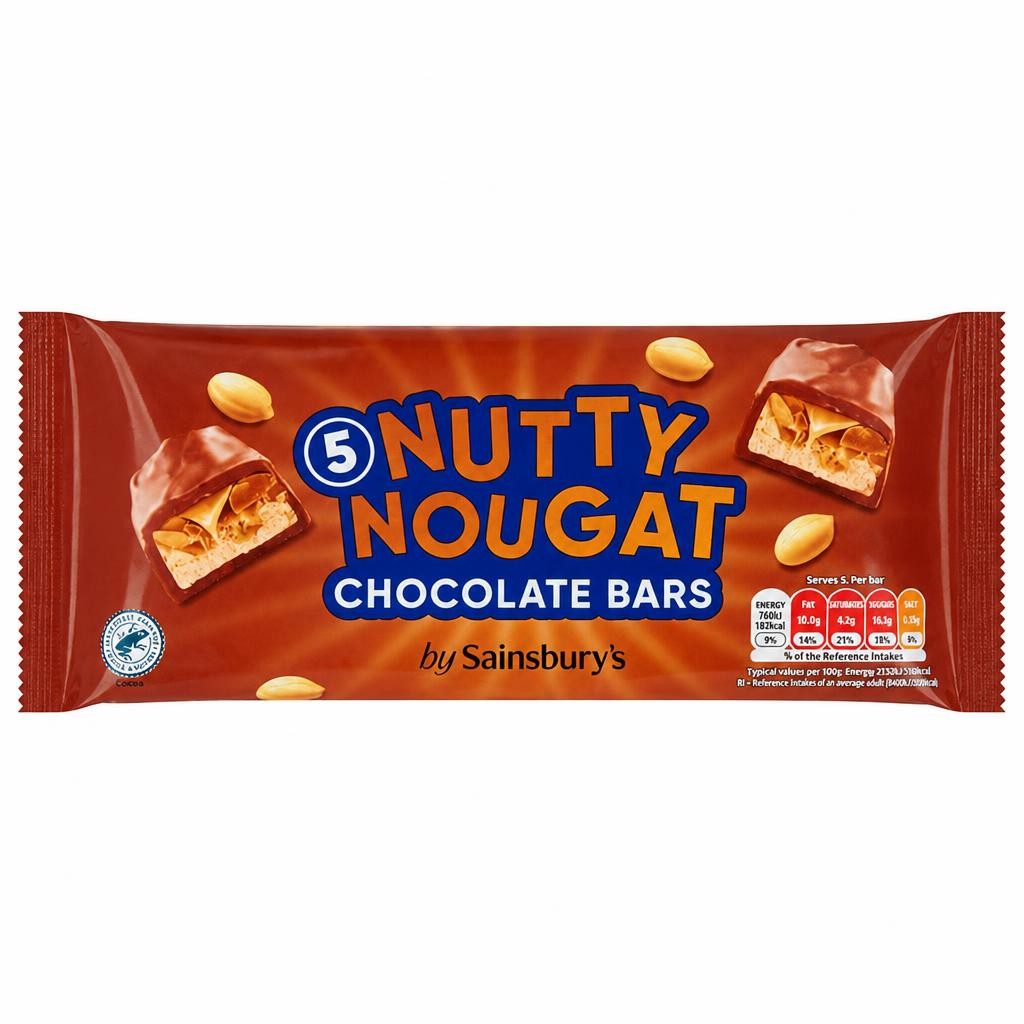 Sainsbury's Nutty Nougat Chocolate Bars 5 x 36g