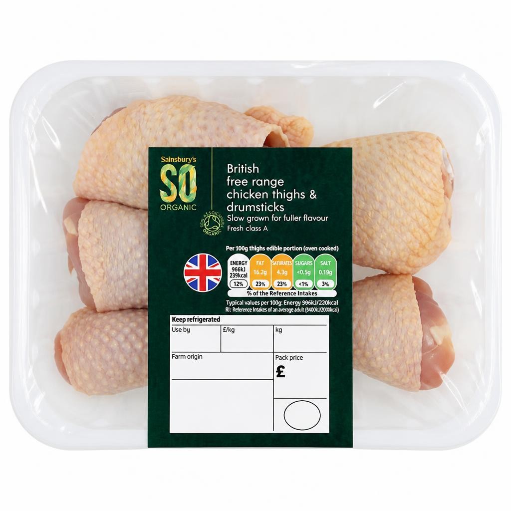 Sainsbury's (Approx. 650g) British Free Range Chicken Thigh & Drumsticks, SO Organic