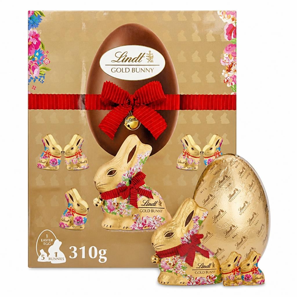 Lindt Milk Chocolate Easter Egg & Milk Chocolate Gold Bunny