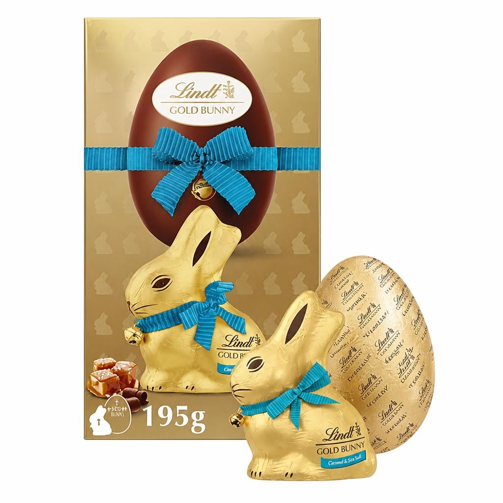 Lindt Milk Chocolate Egg & Salted Caramel Gold Bunny