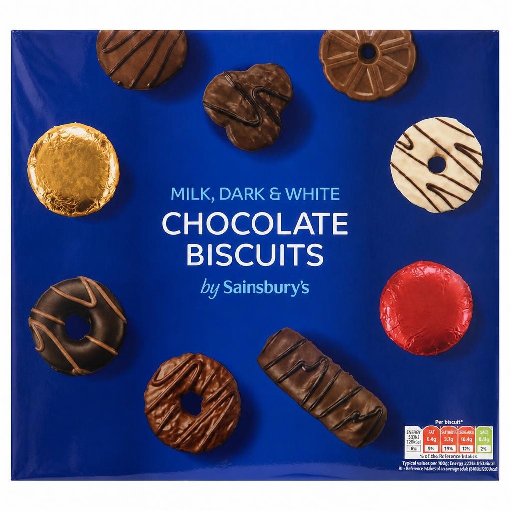 Sainsbury's Milk, Dark & White Chocolate Biscuits 400g