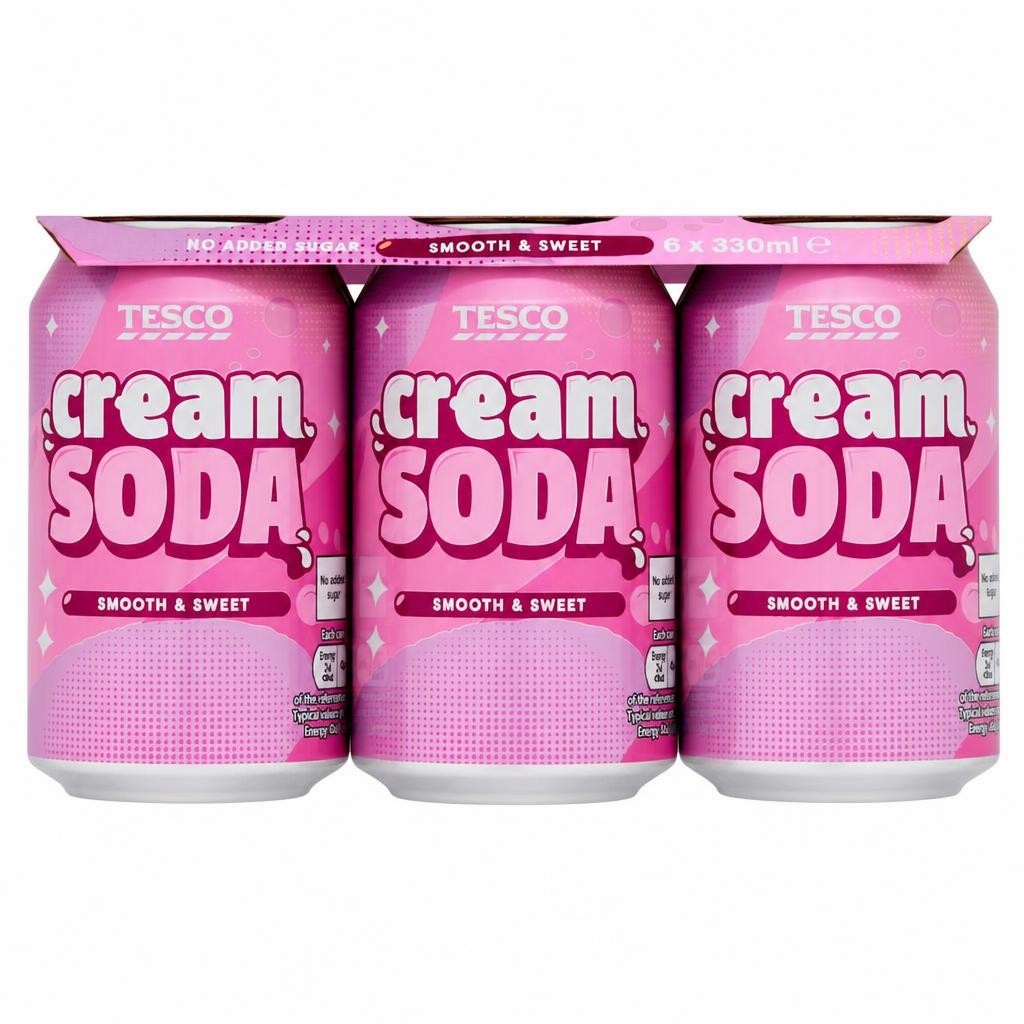 Tesco No Added Sugar Cream Soda Cans 6x330ml