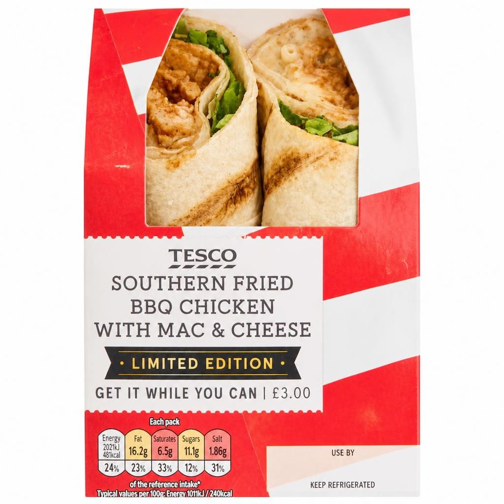 Tesco Southern Fried BBQ Chicken with Mac & Cheese wrap