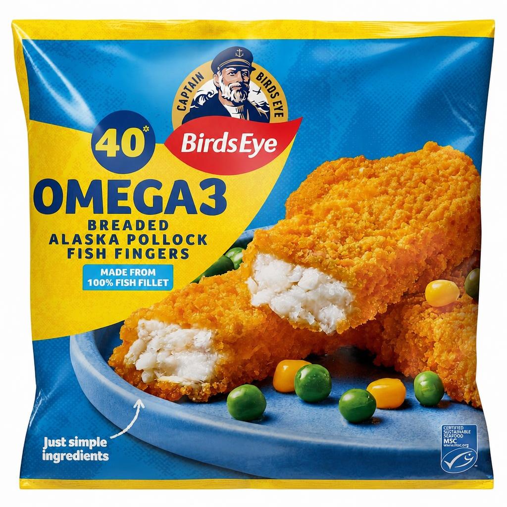 Birds Eye 40 Breaded Omega 3 Fish Fingers 1.12kg