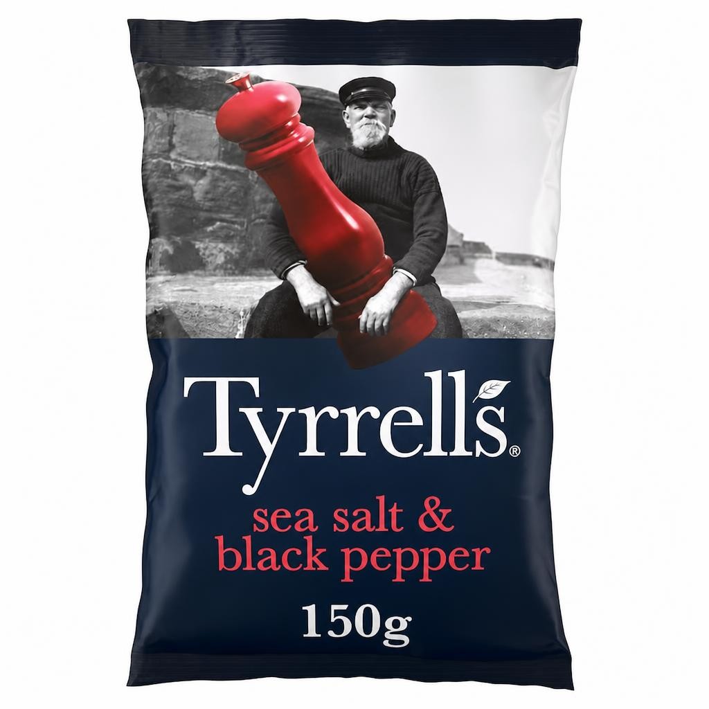 Tyrrells Sea Salt & Black Pepper Seasoned Potato Crisps 150g