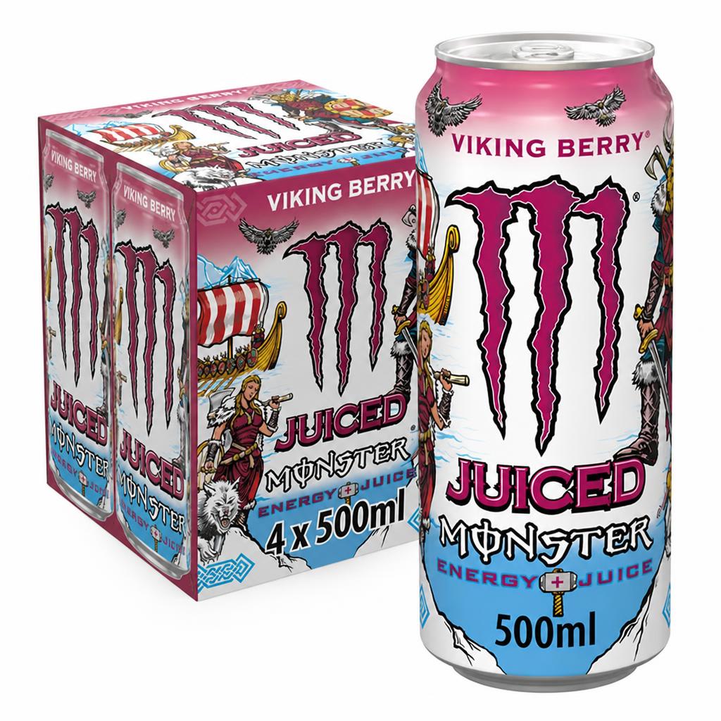 Monster 4 x 500ml Viking Berry Energy Drink Cans