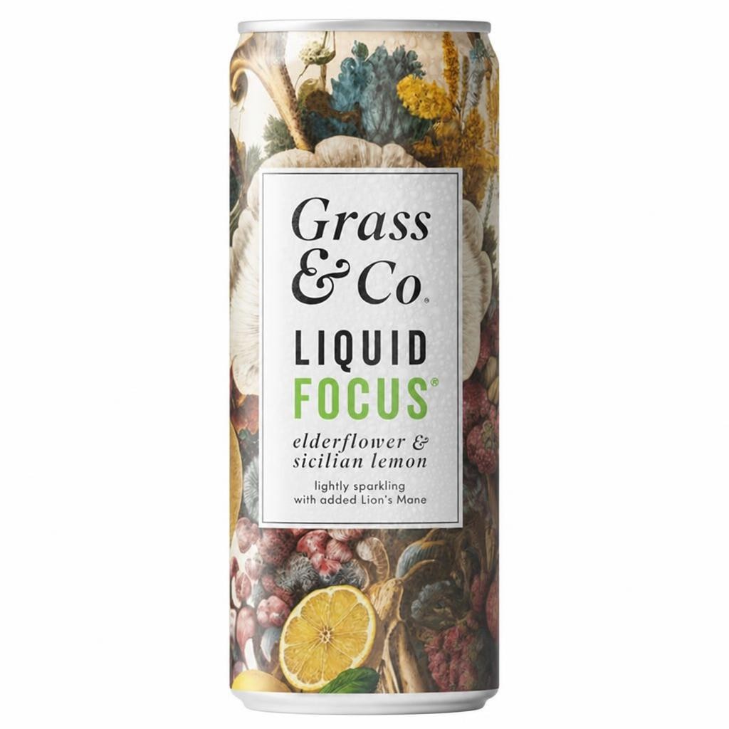 Grass & Co. 250ml Liquid Focus Elderflower & Sicilian Lemon Functional Drink
