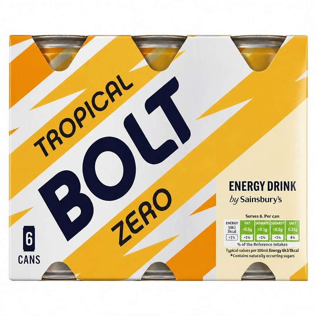Sainsbury's Tropical Bolt Zero Energy Drink 6 x 250ml