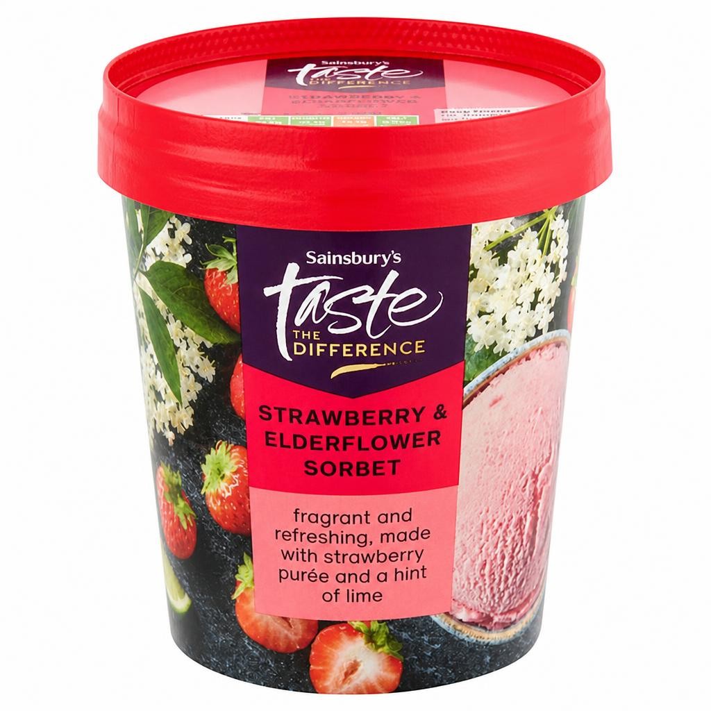 Sainsbury's 480ml Strawberry & Elderflower Sorbet, Taste the Difference