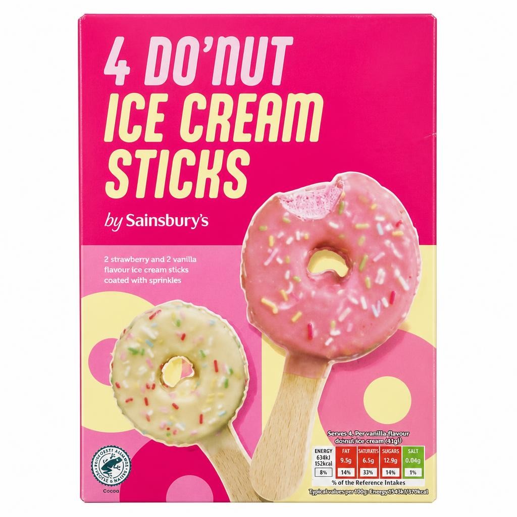 Sainsbury's 4 x 55ml Do'nut Ice Cream Sticks