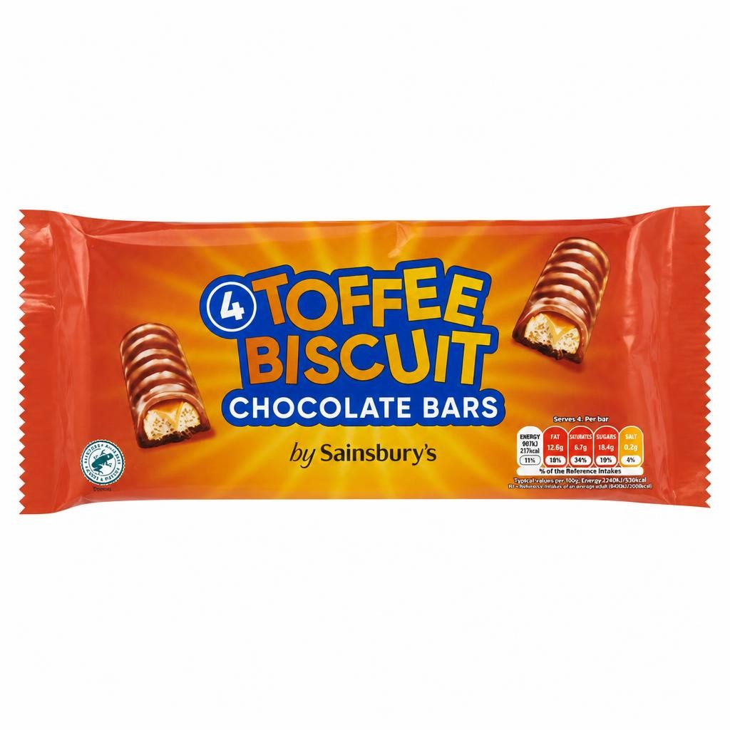 Sainsbury's Toffee Biscuit Chocolate Bars 4x42g