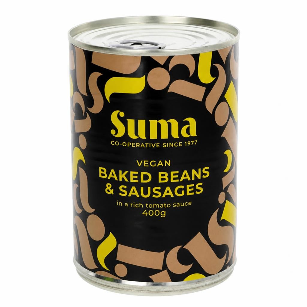 Baked Bean and Vegan Sausages 400g (Suma) | Multi