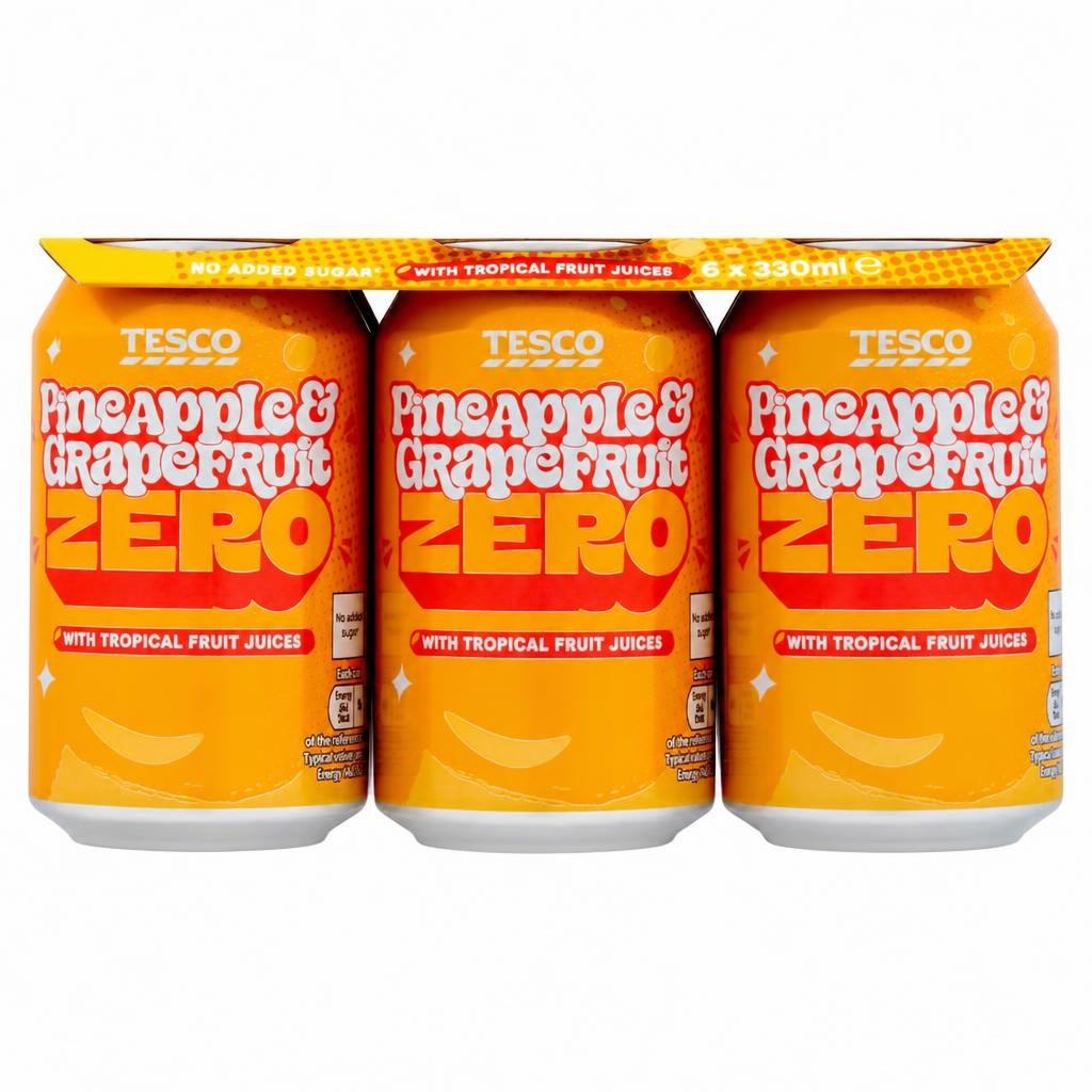 Tesco Pineapple & Grapefruit Zero Cans 6x330ml