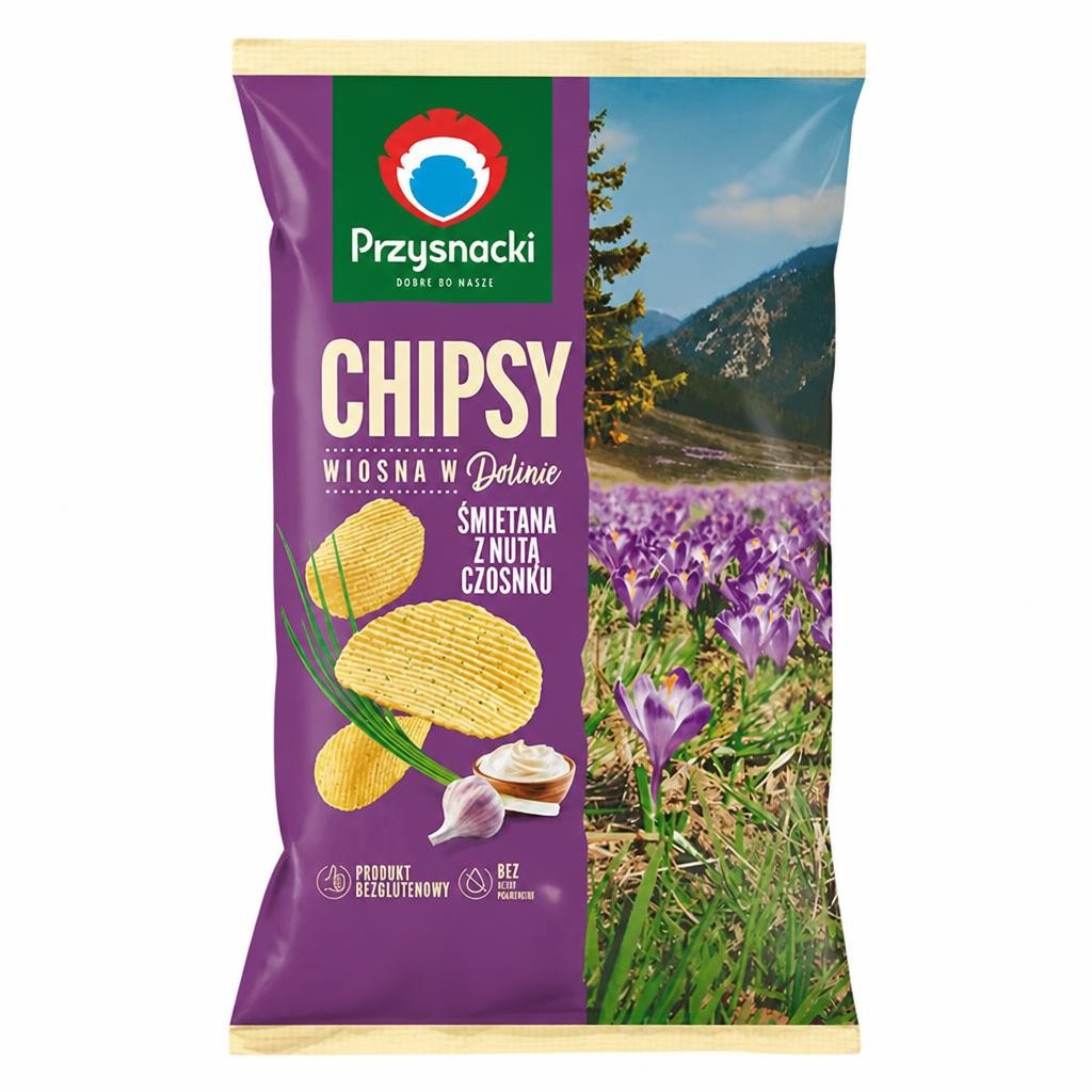 Przysnacki 130g Chipsy Cream & Garlic Flavored Chips