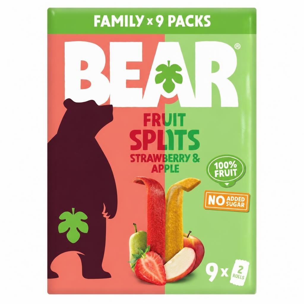 BEAR Fruit Splits Strawberry & Apple Multipack 9x20g