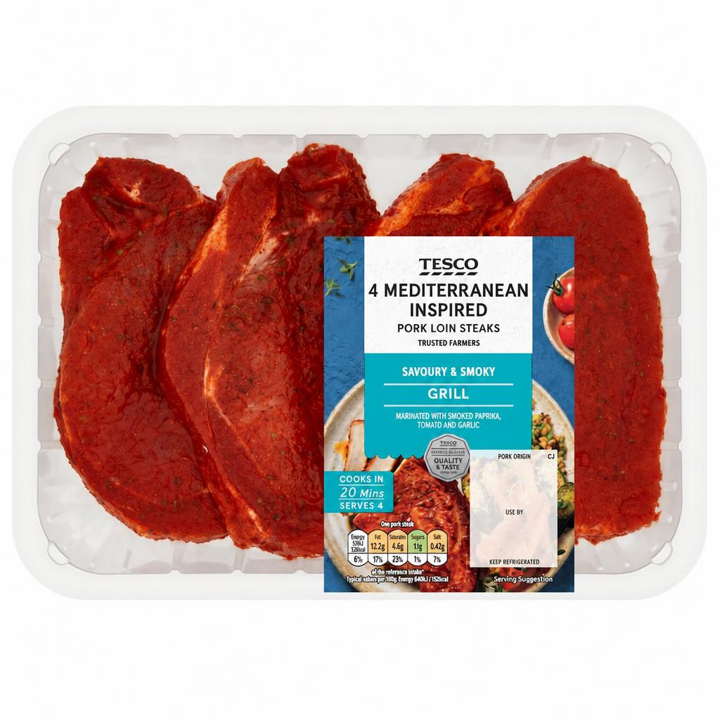 Tesco Mediterranean Pork Loin Steaks 600G