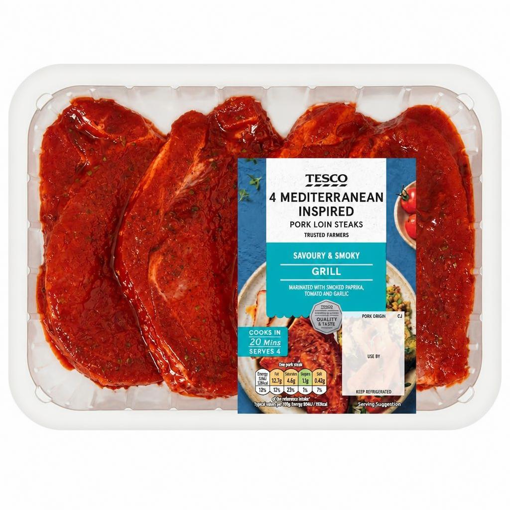 Tesco Mediterranean Pork Loin Steaks 600G