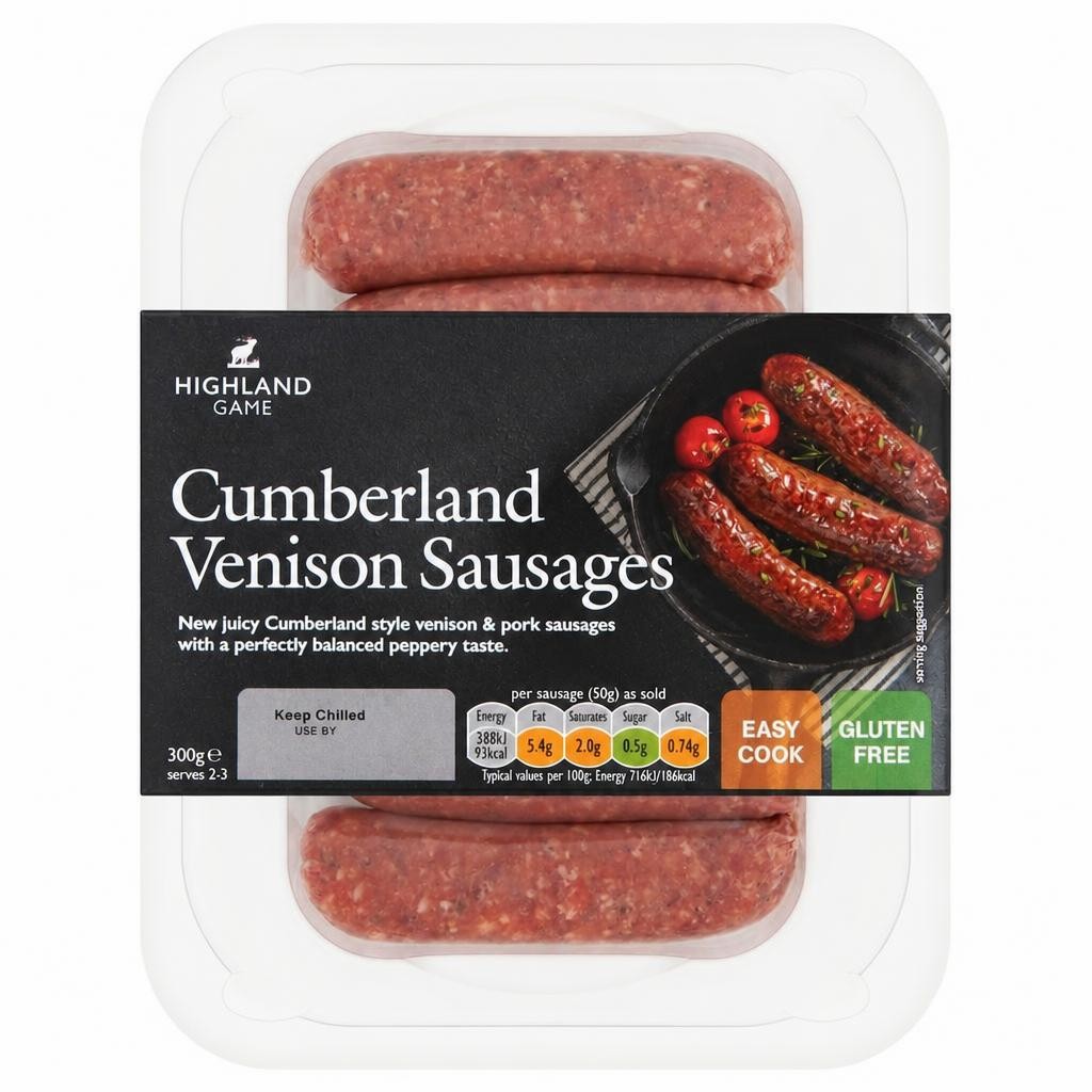 Highland Game Cumberland Venison Sausages 6 Pack 300G
