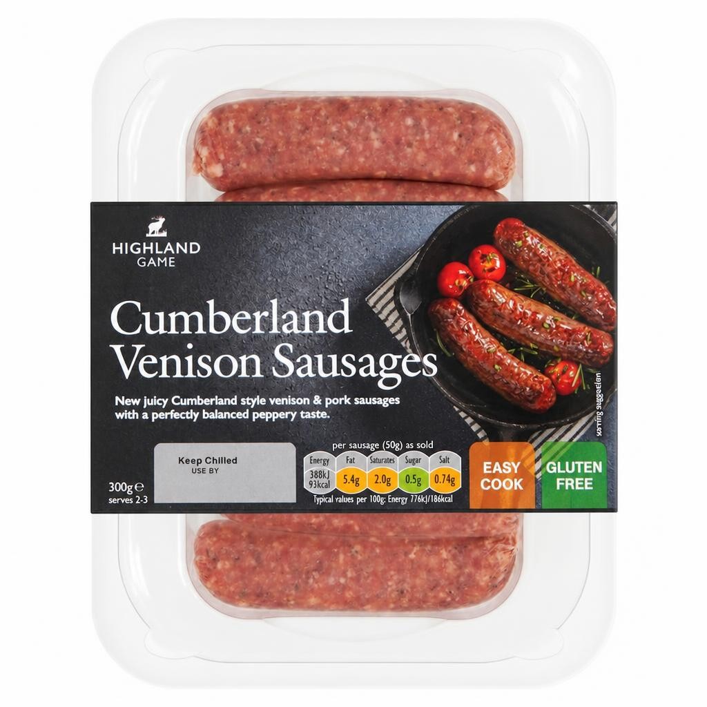Highland Game Cumberland Venison Sausages 6 Pack 300G