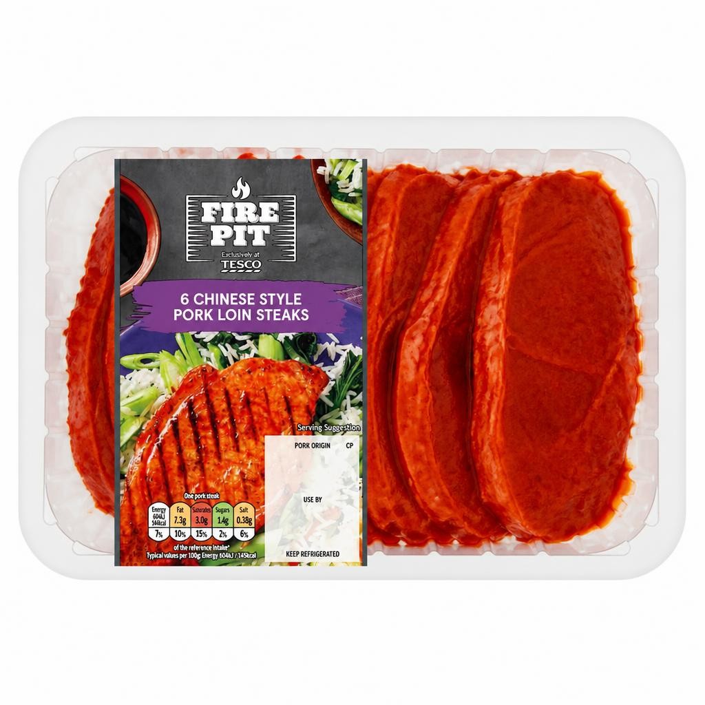 Tesco Firepit 6 Chinese Style Pork Loin Steaks 600G