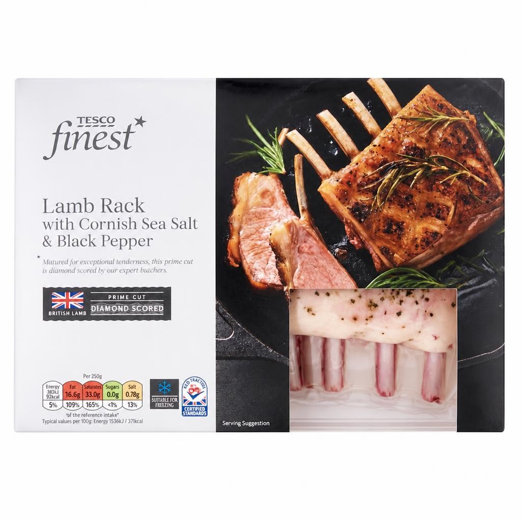 Tesco Finest Lamb Rack With Cornish Sea Salt & Black Pepper