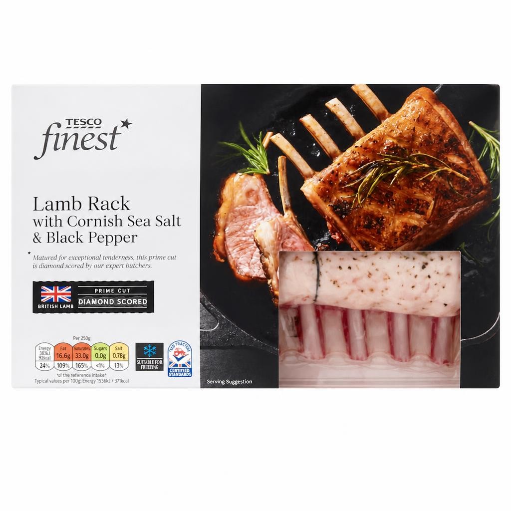 Tesco Finest Lamb Rack With Cornish Sea Salt & Black Pepper