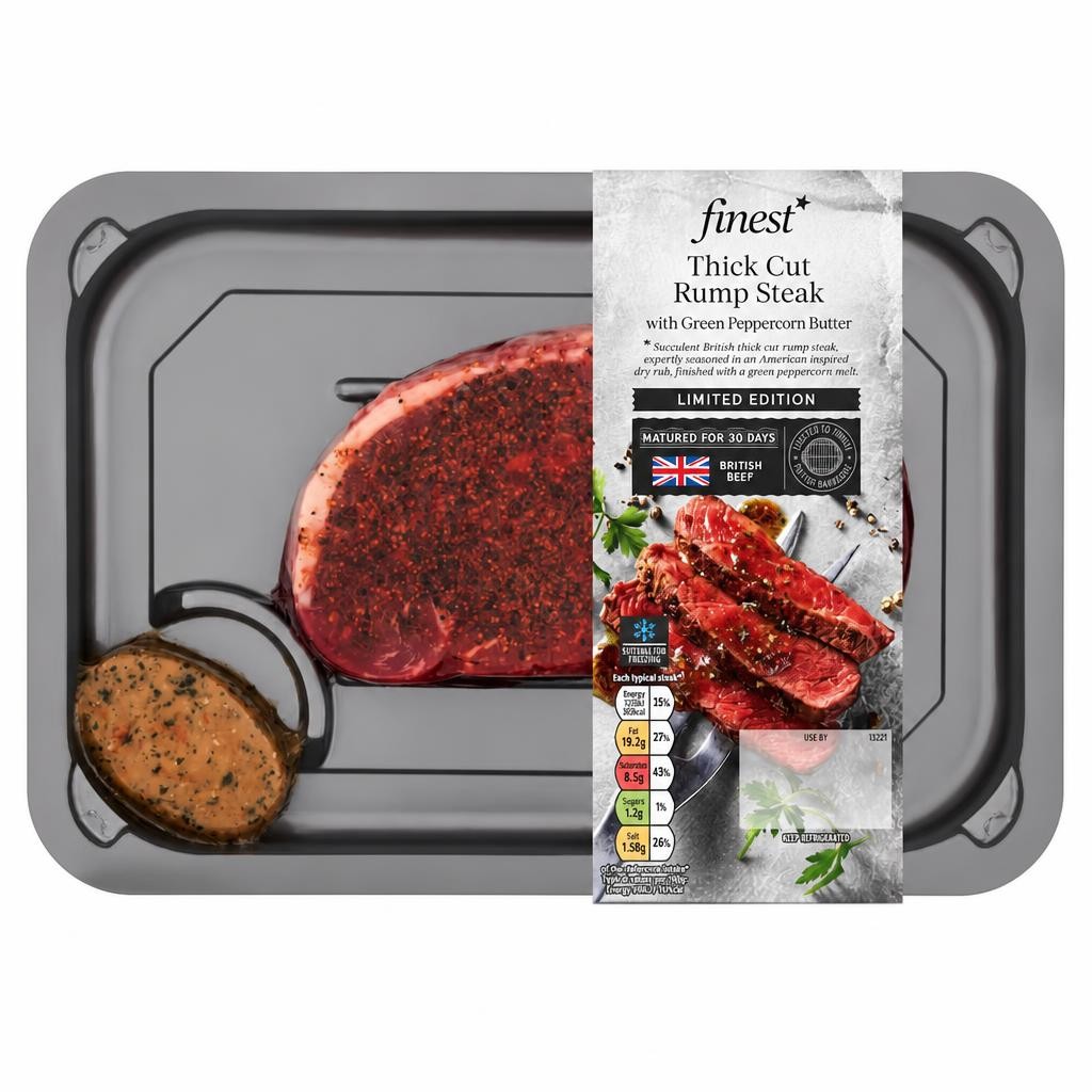 Tesco Finest Thick Cut Rump Steak with Green Peppercorn Melt 382g
