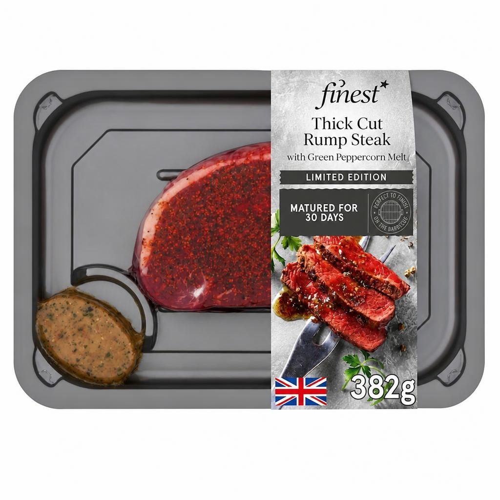 Tesco Finest Thick Cut Rump Steak with Green Peppercorn Melt 382g