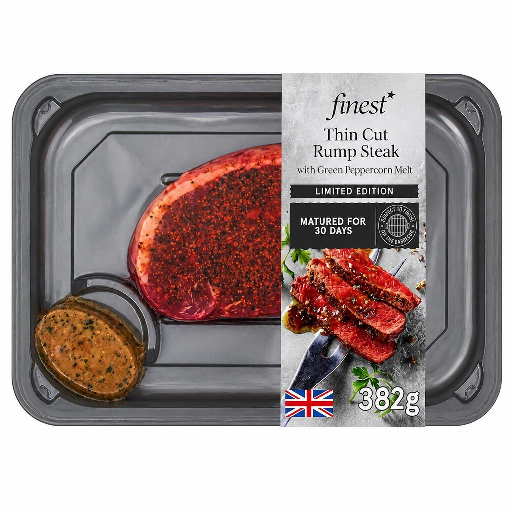 Tesco Finest Thick Cut Rump Steak with Green Peppercorn Melt 382g