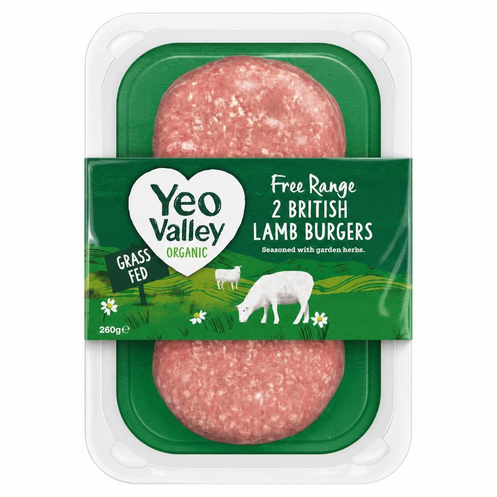 Yeo Valley Organic 2 British Lamb Burgers 260g