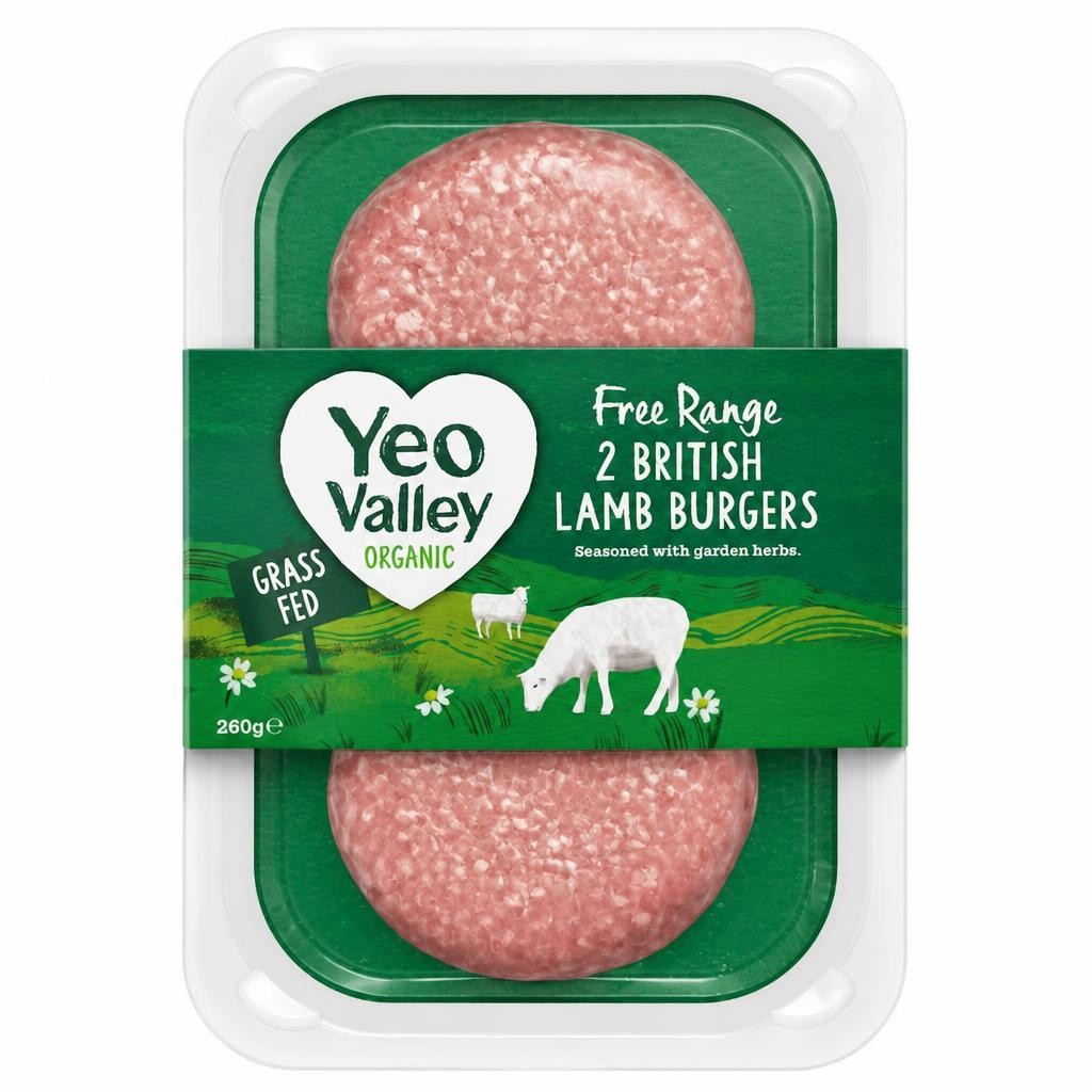 Yeo Valley Organic 2 British Lamb Burgers 260g