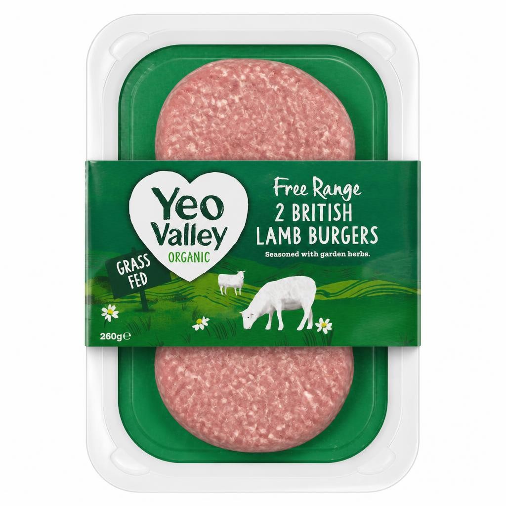 Yeo Valley Organic 2 British Lamb Burgers 260g